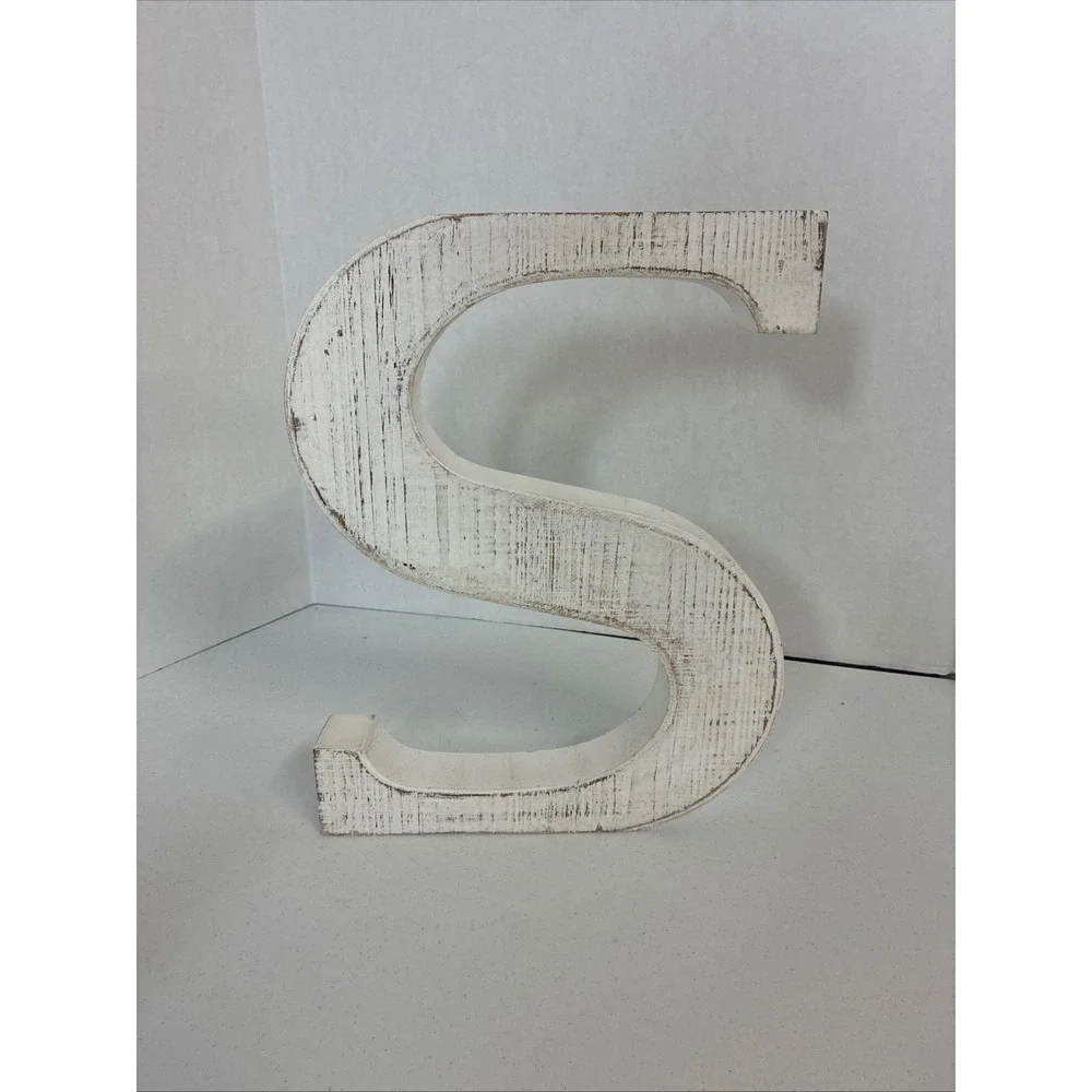 Hobby Lobby Distressed White Wood Letter S Wall Decor 11x14 Farmhouse Monogram